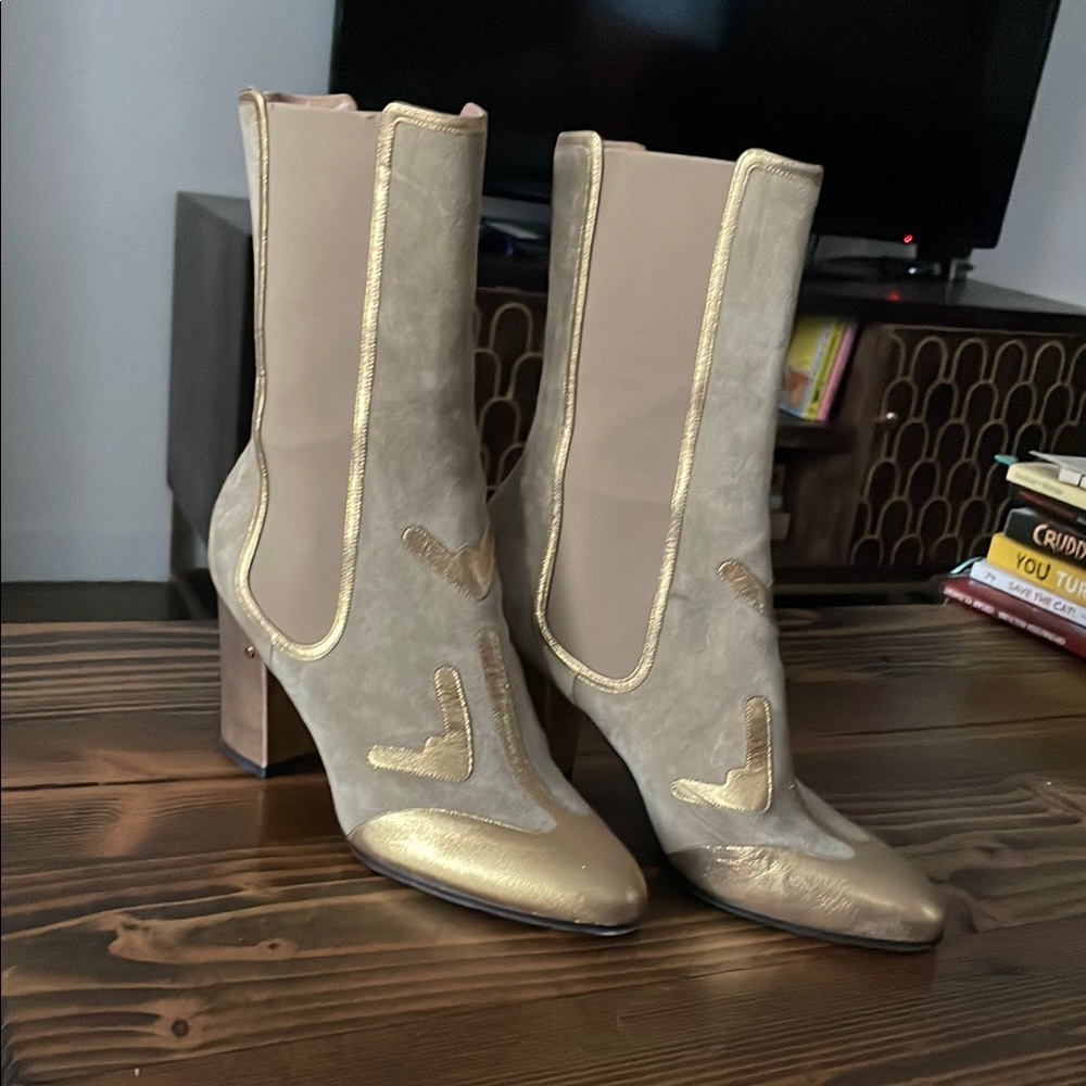 Laurence Dacade Cream and Gold Heeled Boots